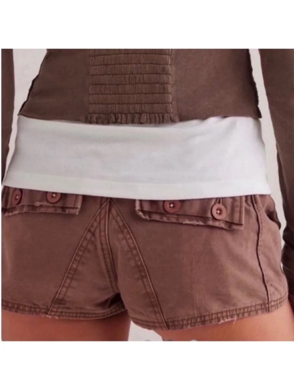 Free People 0 Shorts All Yours Micro Shorts in Chocolate brown 100% cotton NWT